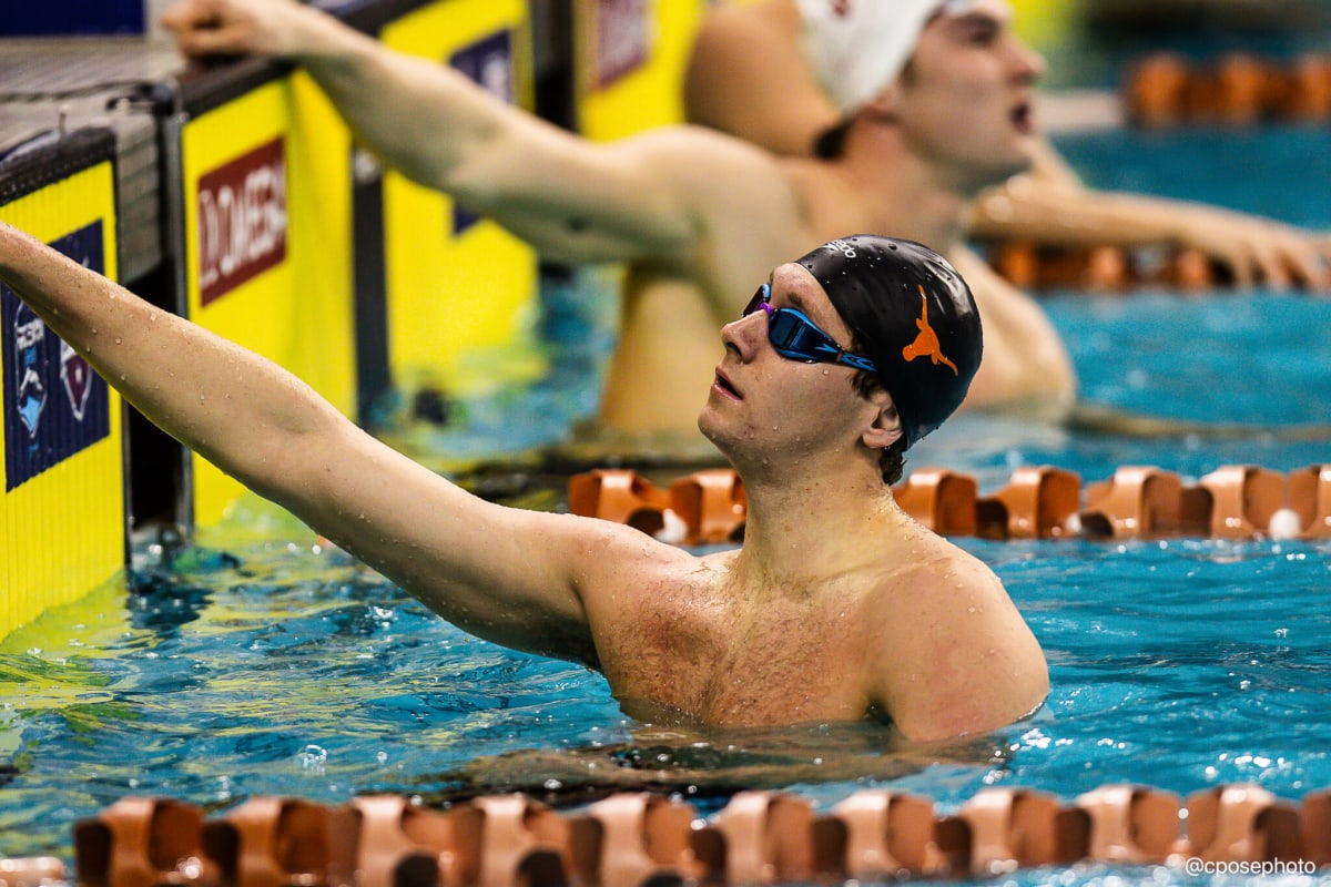 American swimmer Chris Guiliano competing in freestyle race at indoor pool competition