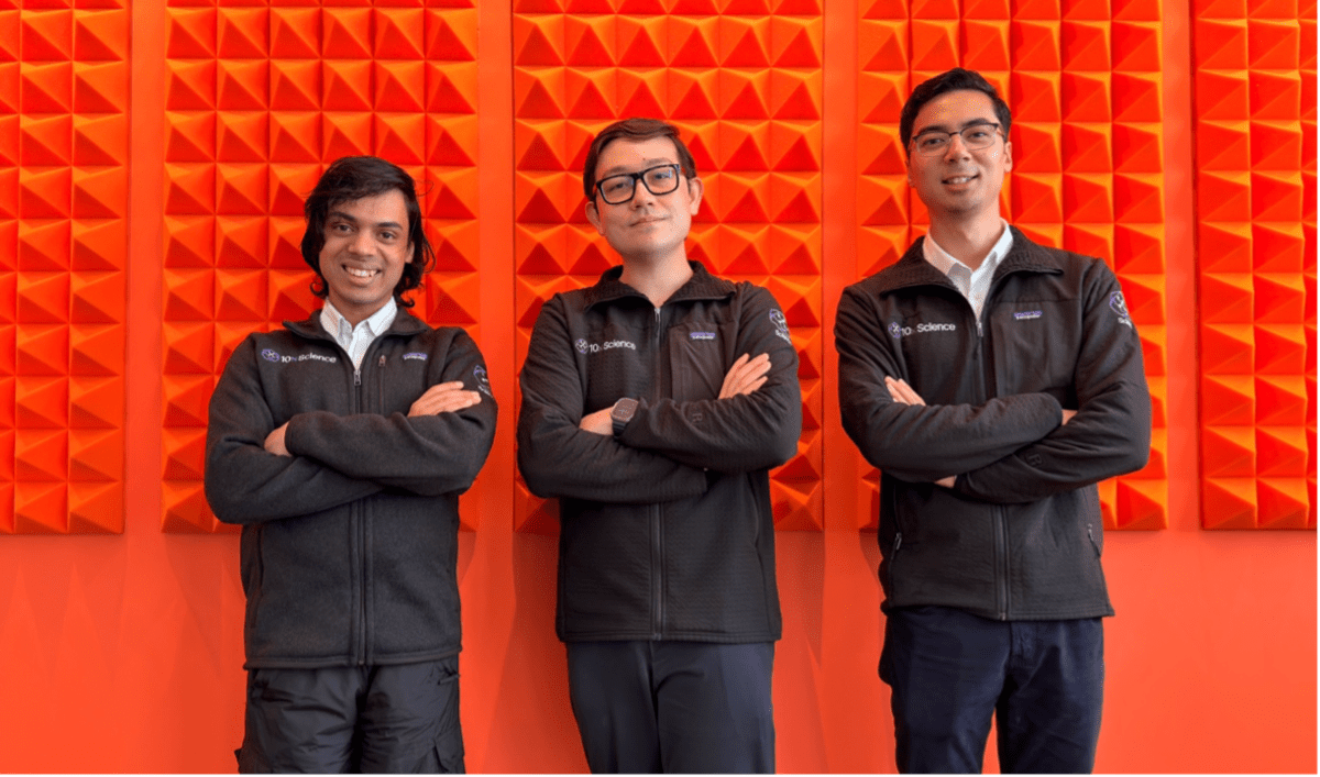 Scientists working with AI technology analyzing protein structures for drug development research