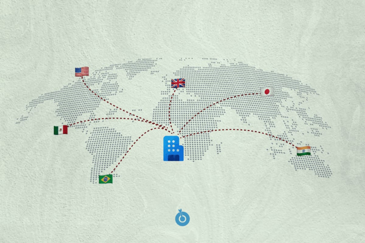 Modern digital business concept showing Africa connected to global technology networks through cloud platforms