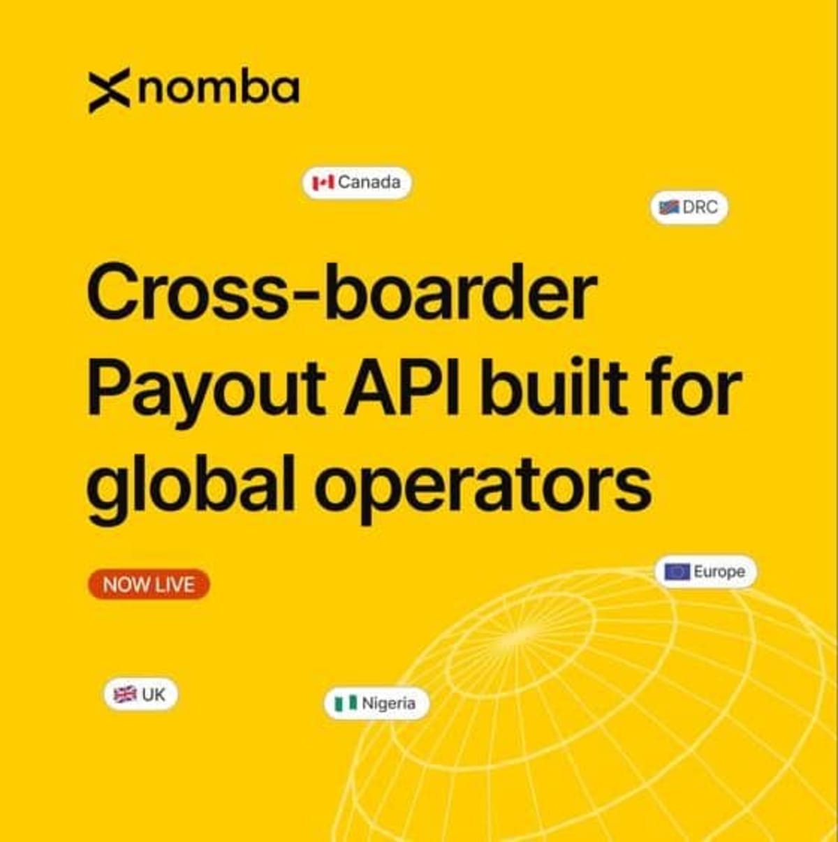 Nomba Global Payout API dashboard showing cross-border payment integration interface for Nigerian businesses