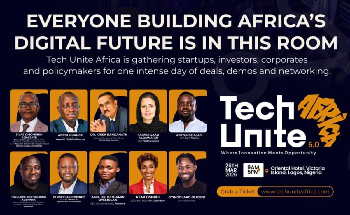 African startup founders pitching to investors at Tech Unite Africa conference in Lagos