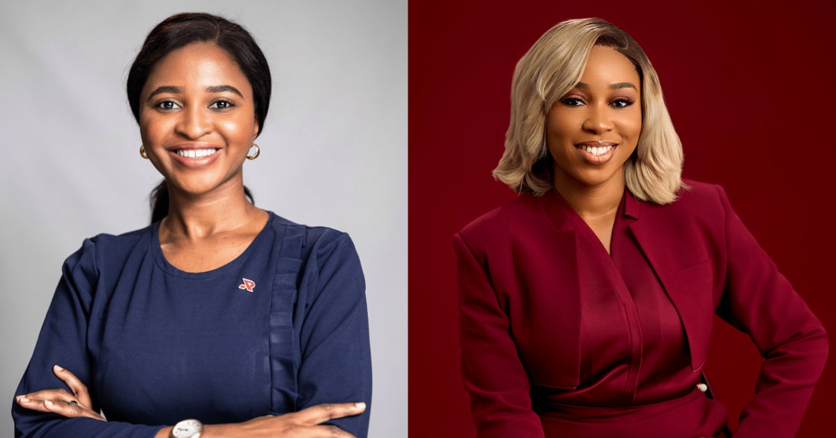 Two professional African women working together on technology projects at fintech company