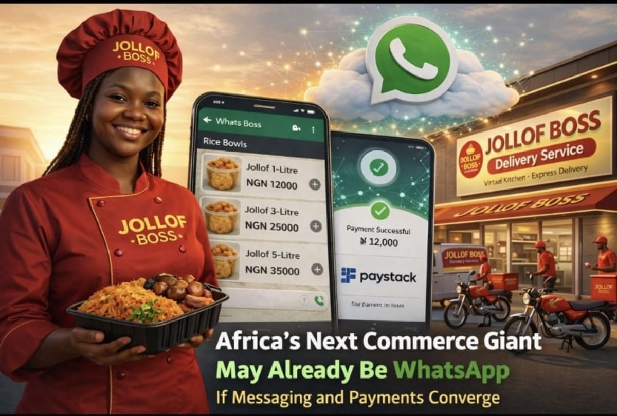 Person using WhatsApp on smartphone to browse food menu and make payment in Nigeria