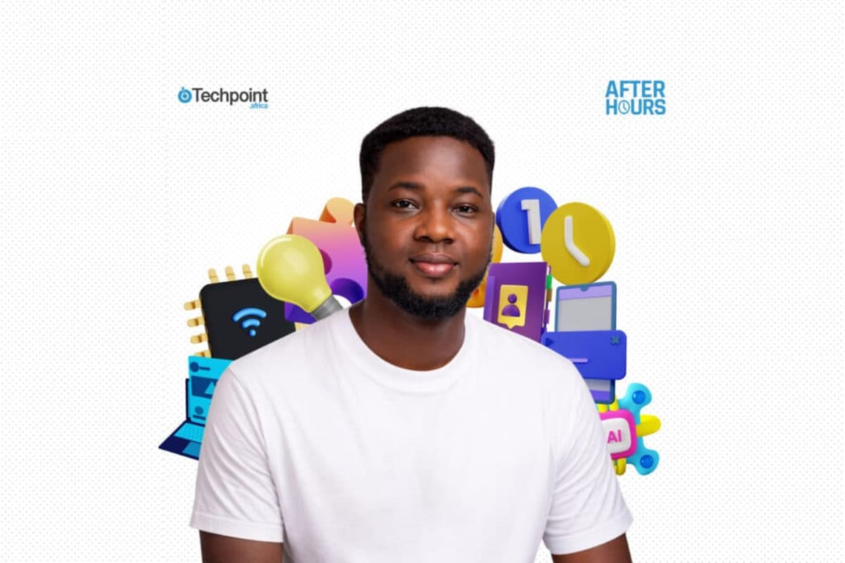 Young Nigerian man working on laptop, representing AI engineer Gift Ojeabulu's technology career journey