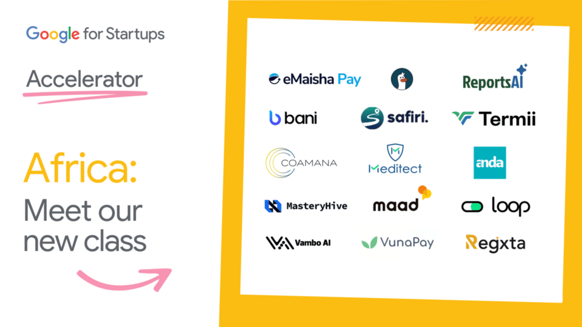 Four Nigerian entrepreneurs celebrating their selection to Google's prestigious startup accelerator program in Africa