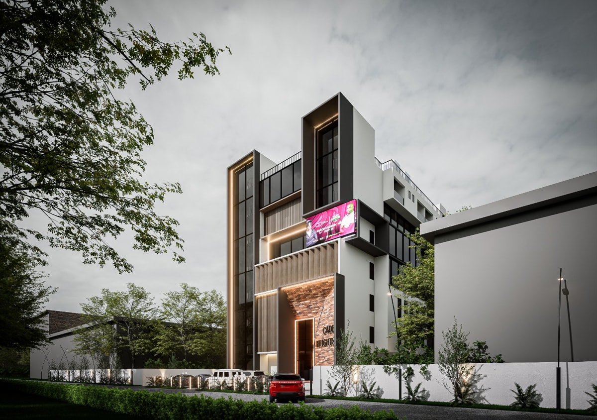 Five-story Cade Heights Mall under construction on University Road in Lagos, Nigeria