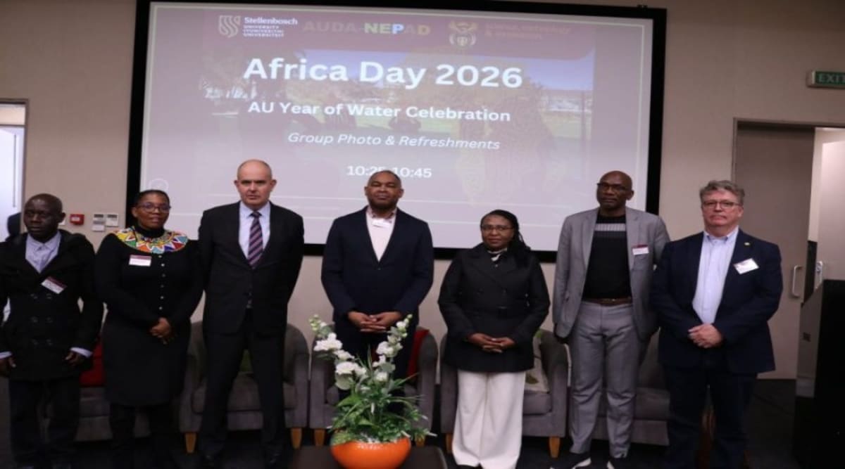 Scientists demonstrating water purification technology at University of Johannesburg Africa Day celebration