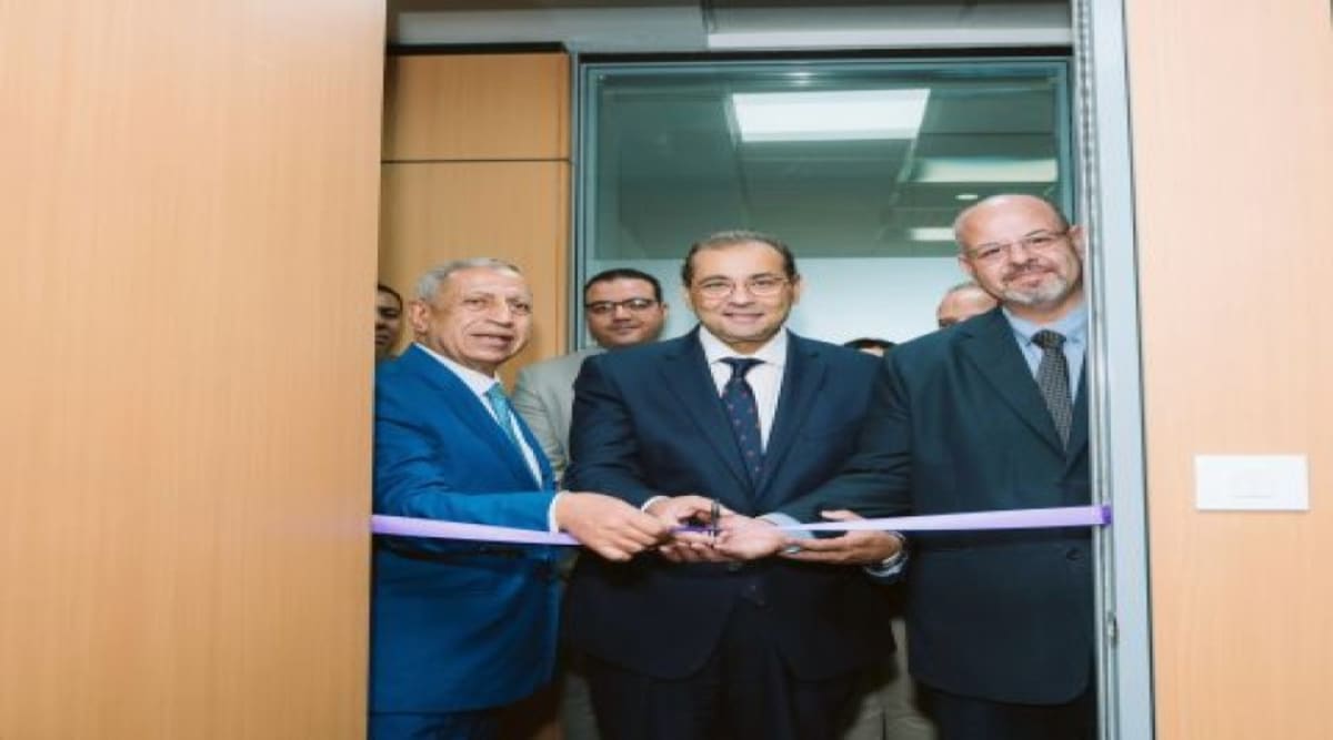 Researchers working at computer terminals in modern cybersecurity innovation laboratory in Egypt