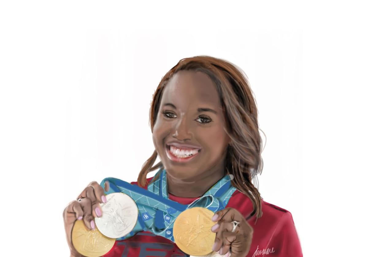 Olympic gold medalist Simone Manuel swimming freestyle in pool during training session