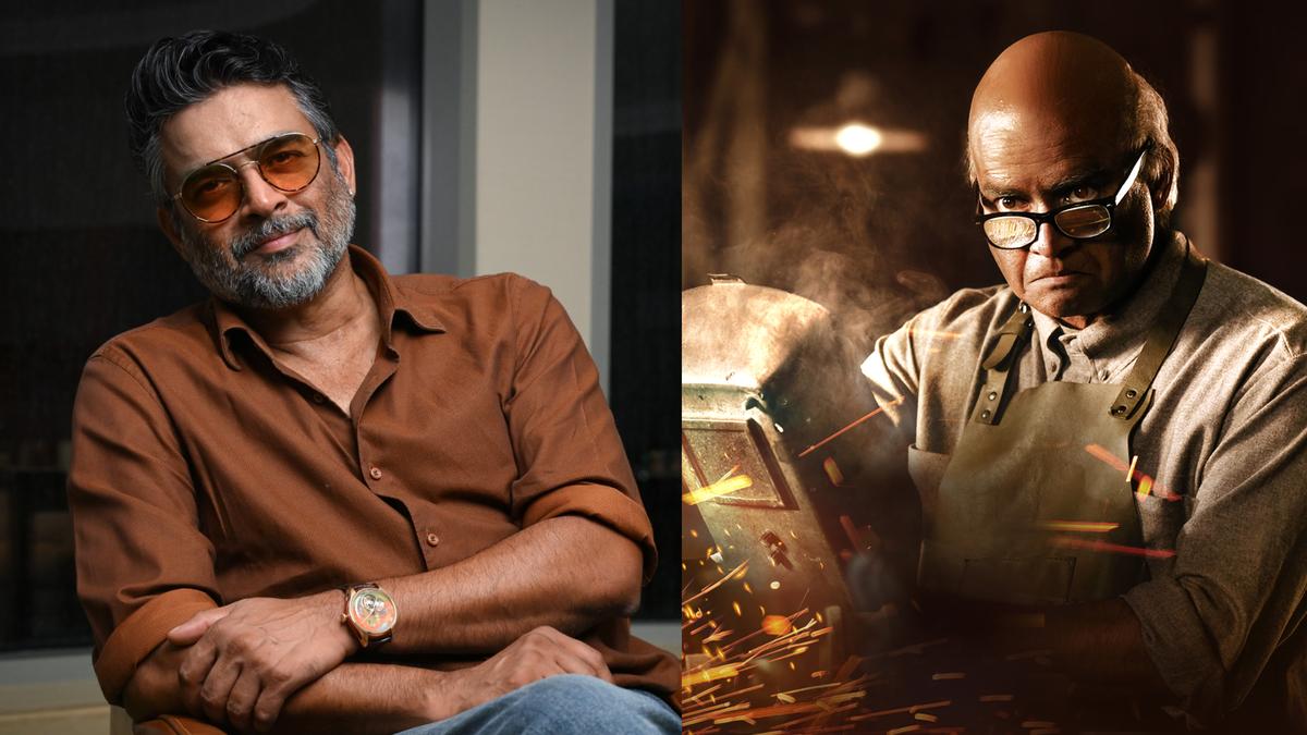 Actor Madhavan in thick glasses and bald makeup portraying inventor GD Naidu in biographical film