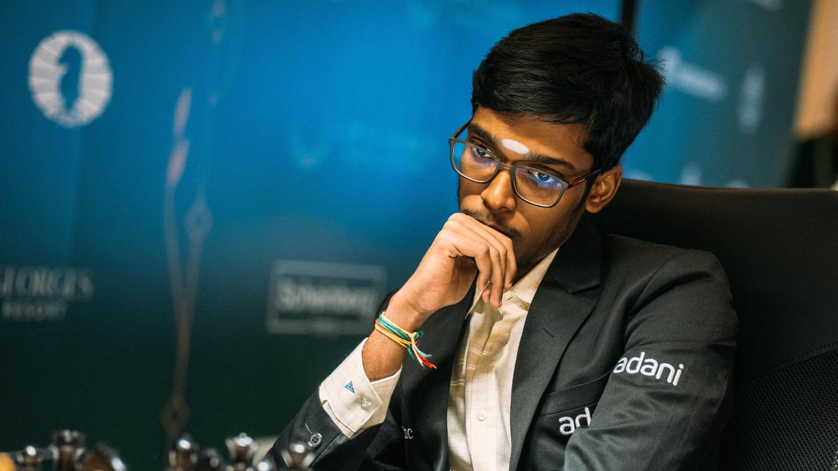 Young Indian chess grandmaster R. Praggnanandhaa celebrating his historic Norway Chess championship victory