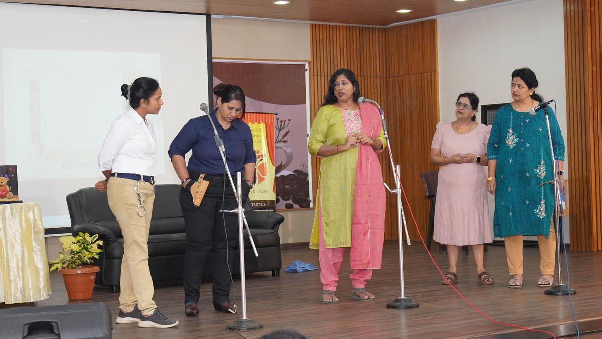All-women Tamil theatre troupe members rehearsing together for their upcoming tenth production performance