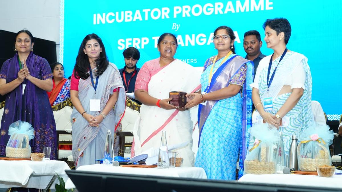 Rural Indian women entrepreneurs gathering at program launch event in Hyderabad