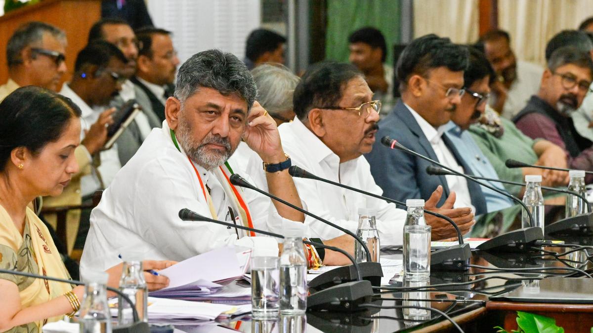 Karnataka Chief Minister D.K. Shivakumar meeting with senior government officials at state secretariat