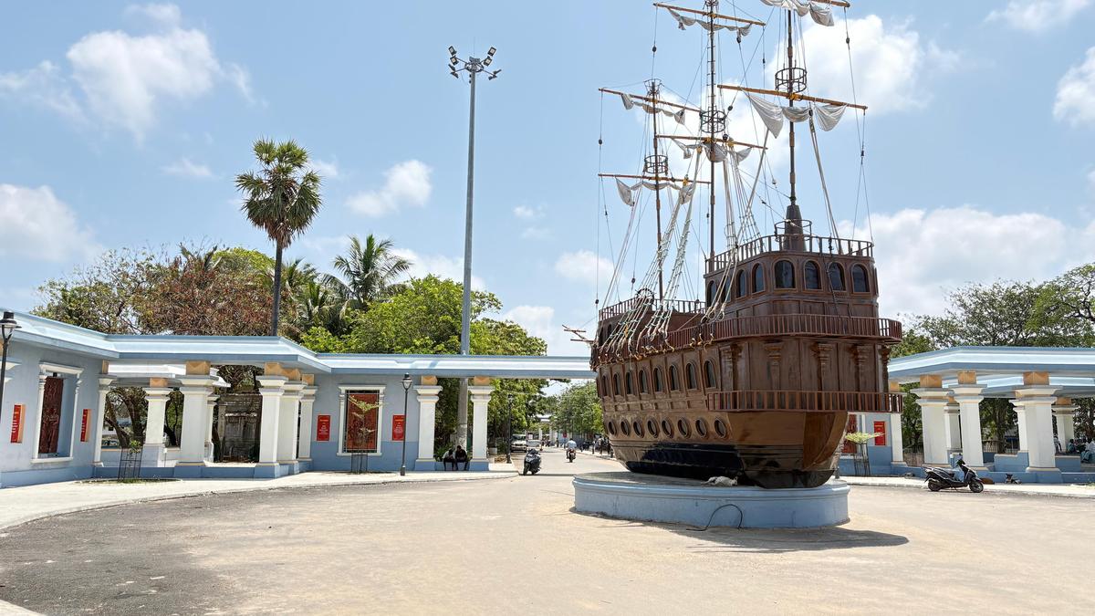 Coastal view of historic Poompuhar port town in Tamil Nadu India under development