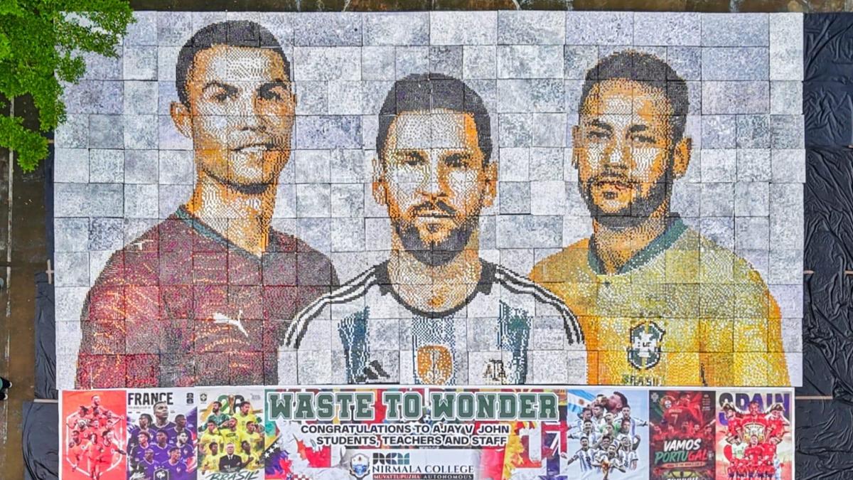 Kerala College Turns 106,000 Bottle Caps Into World Cup Art
