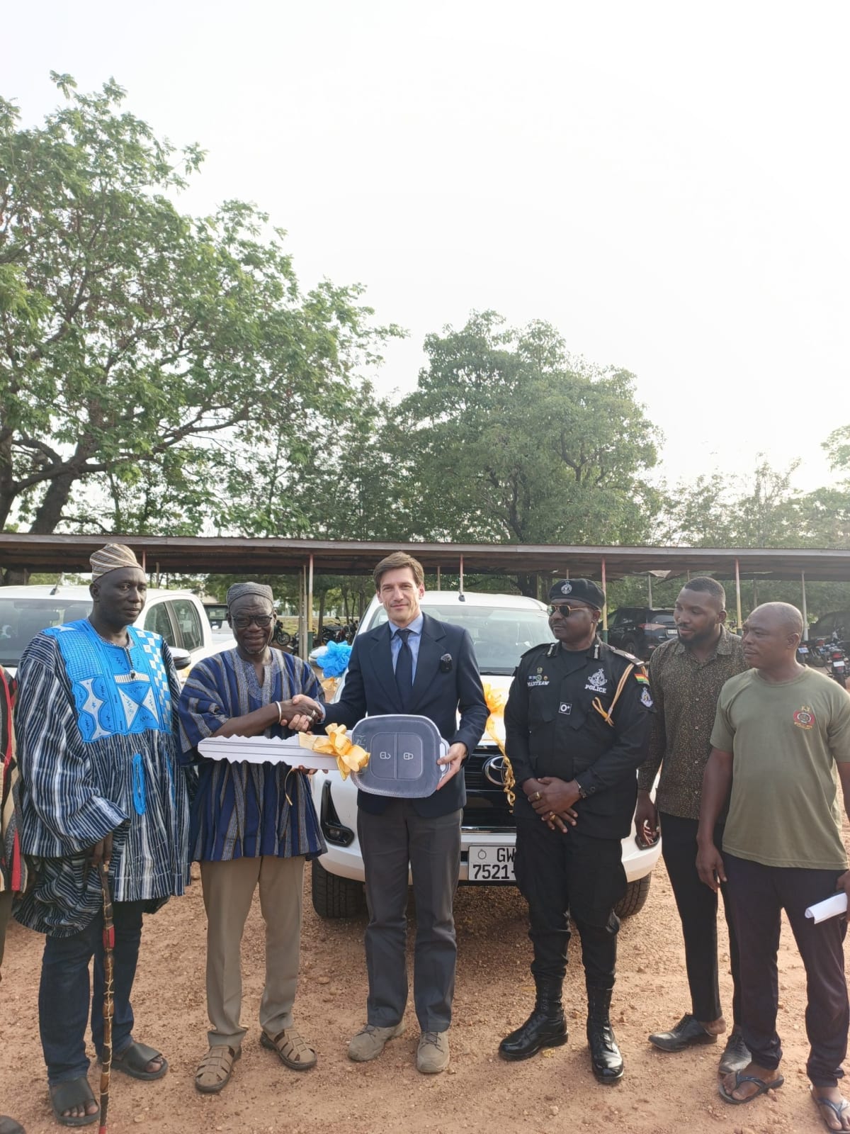 German Ambassador Frederik Landshoeft meeting with community members in Northern Ghana during border region visit