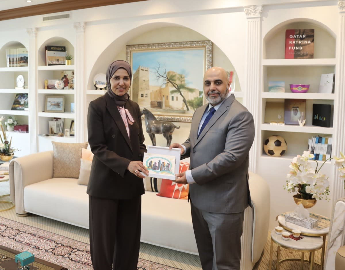Qatar Foundation CEO Rashid Al-Naimi meeting with Qatar's UN Representative Dr. Hind Al Muftah in Geneva