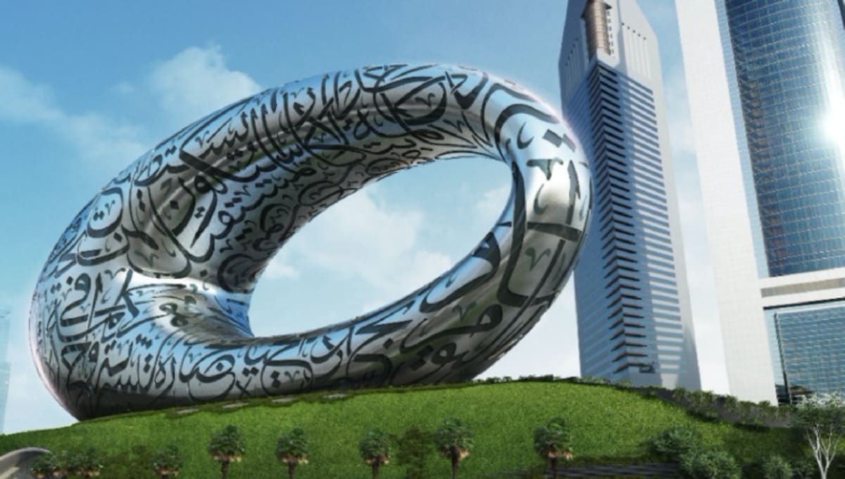 Museum of the Future building in Dubai with modern architectural design and Arabic calligraphy