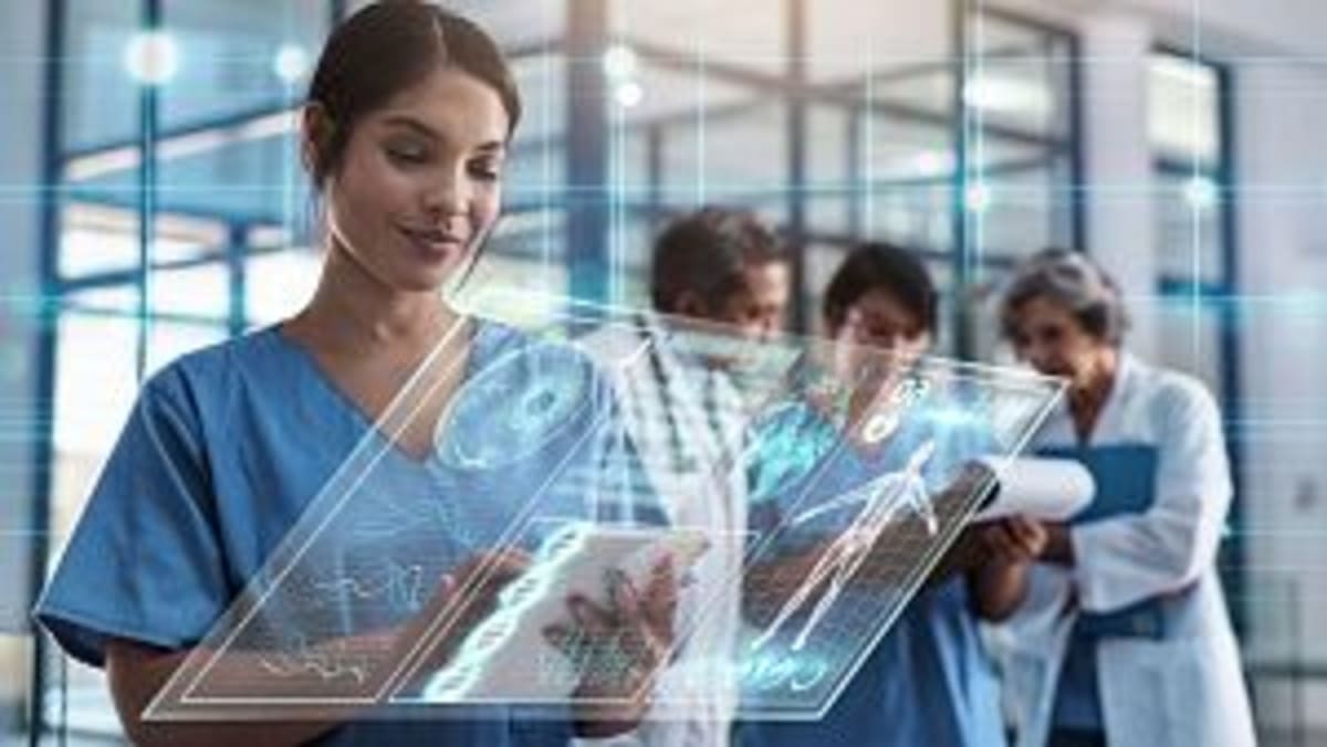 Modern scientific research facility with particle accelerator equipment for healthcare innovation research