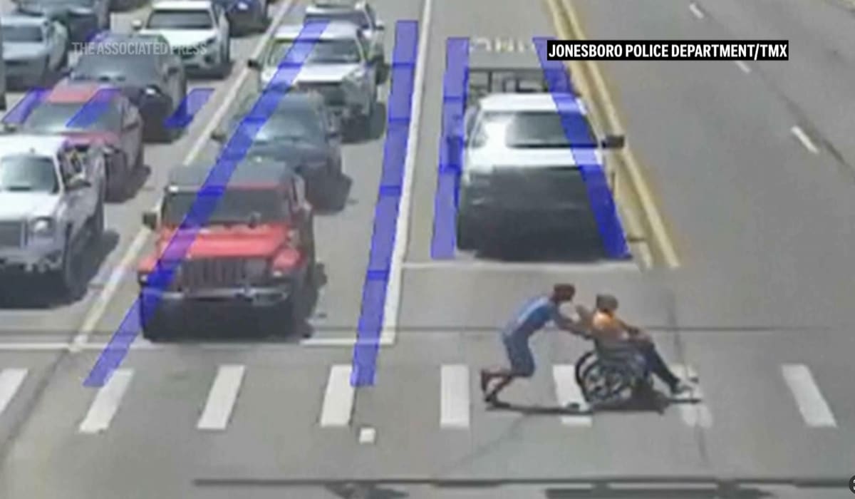 Spider-Man Helps Wheelchair User Cross Arkansas Street