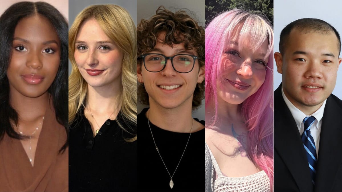 Five smiling scholarship recipients standing together, representing the future of jewelry making and design