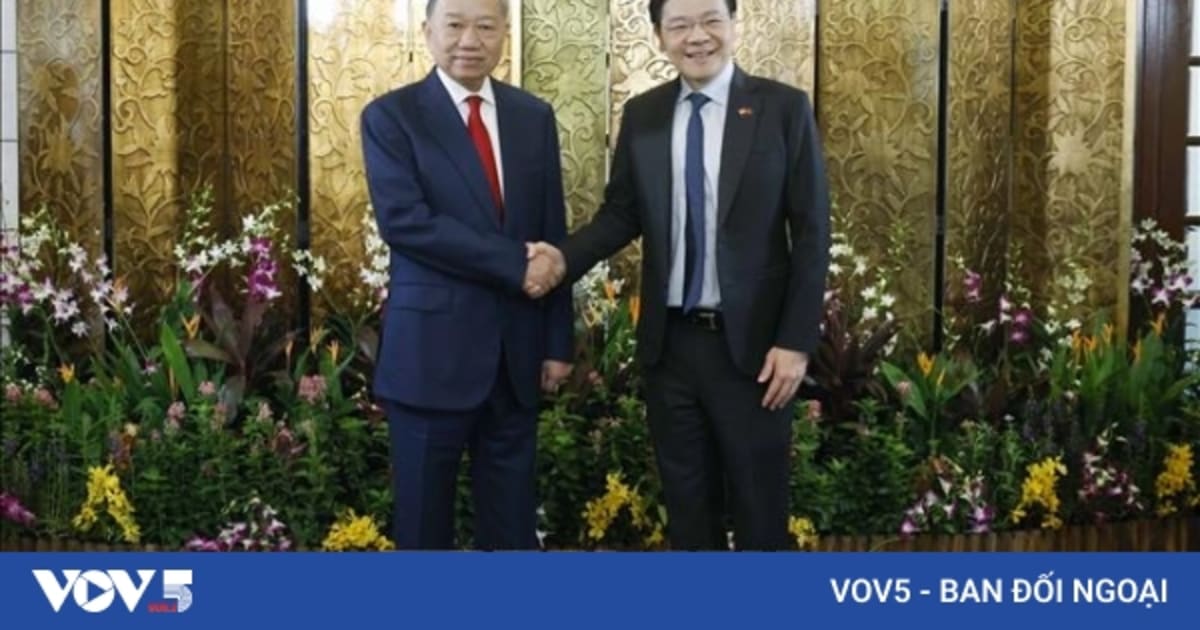 Vietnamese and Singaporean leaders shaking hands during partnership announcement in Singapore
