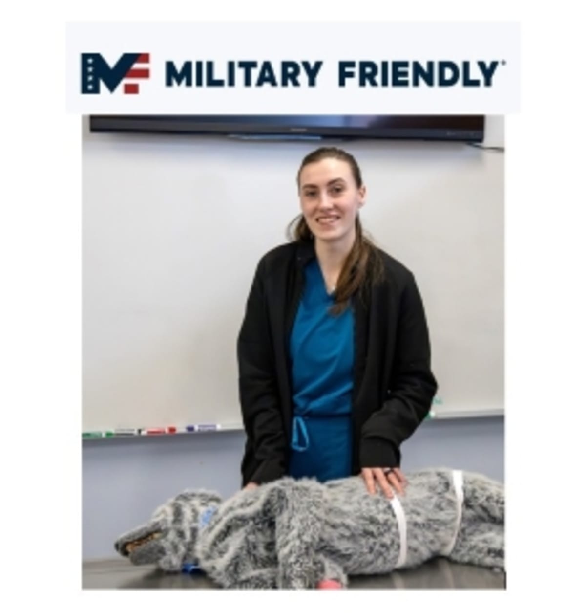 Student veteran Elizabeth Reed studying veterinary technology at Alfred State College campus