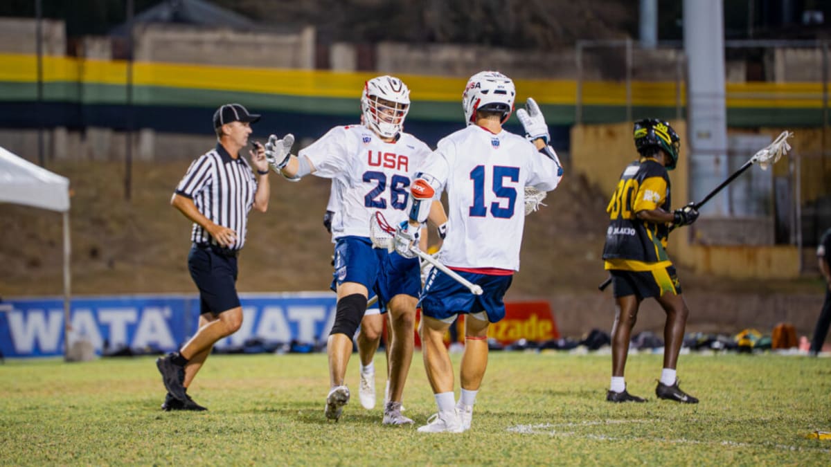 Lacrosse players competing at the Pan-American Men's Championship in Kingston, Jamaica