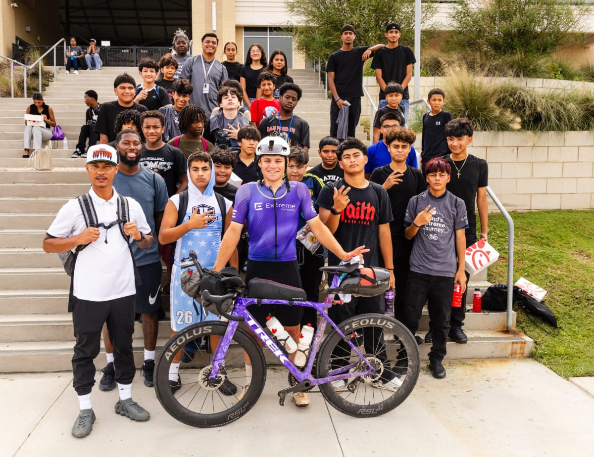World Record Cyclist Rides With Houston Students