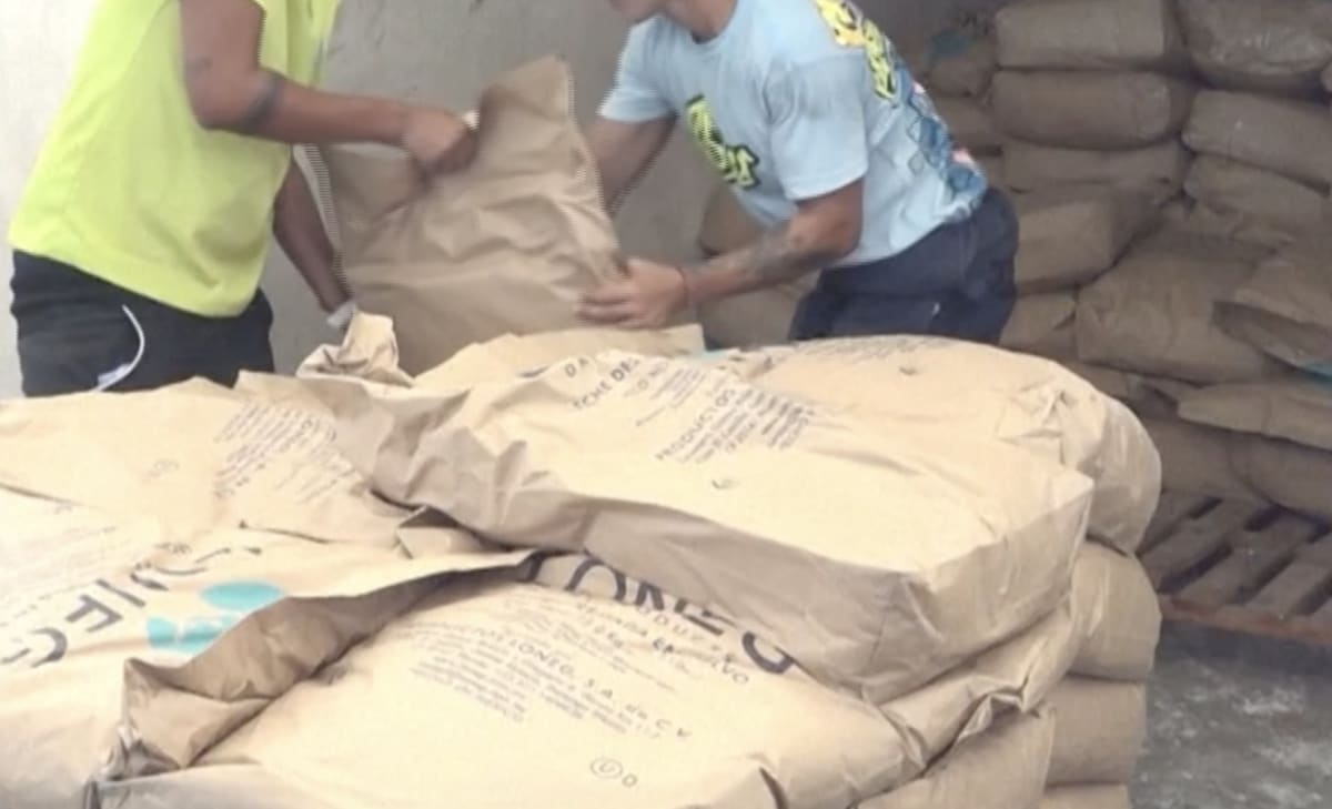 ** Containers of powdered milk being distributed to families with young children in Cuba
