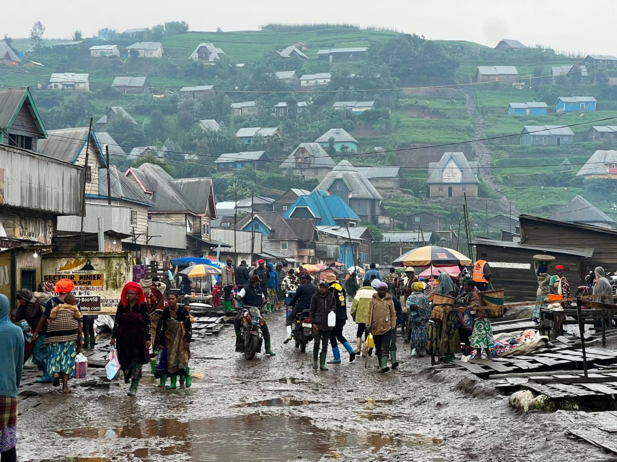 ** Aerial view of Ngungu, a town in eastern Democratic Republic of Congo preparing for national census