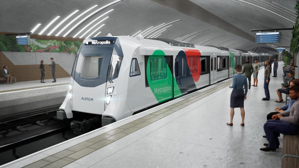Modern automated metro train design rendering for Belgrade's first underground railway system