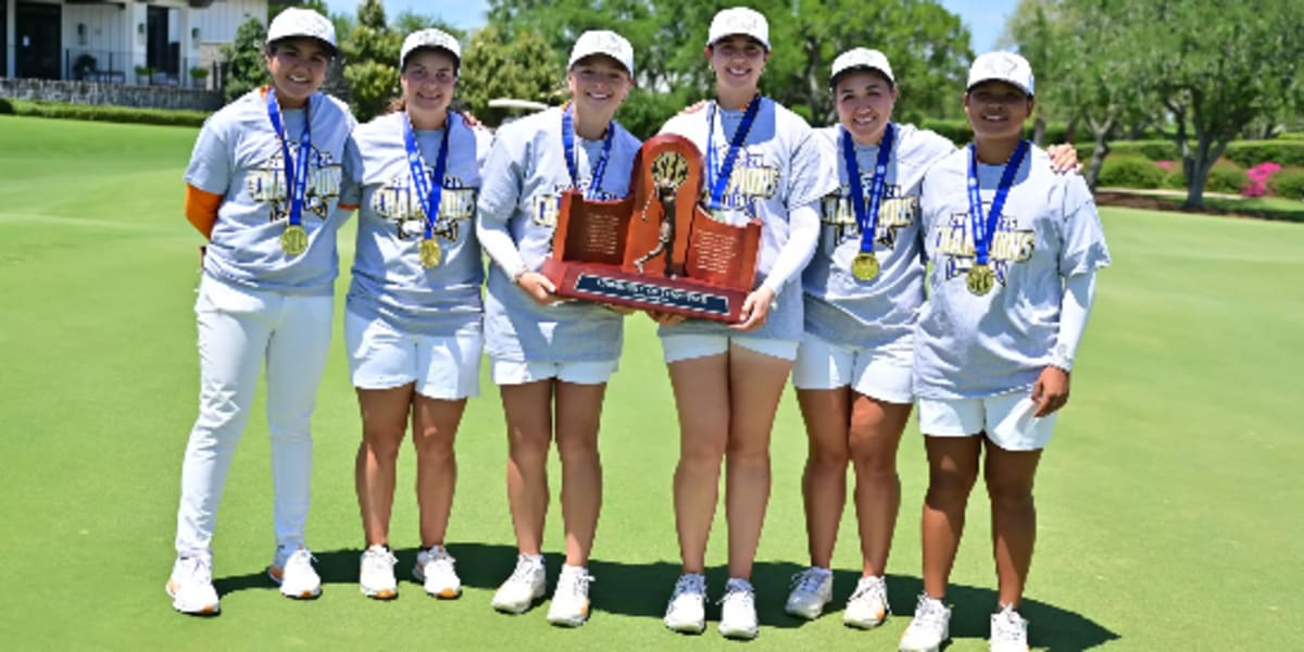 Tennessee Lady Vols women's golf team celebrating their first SEC Championship victory together