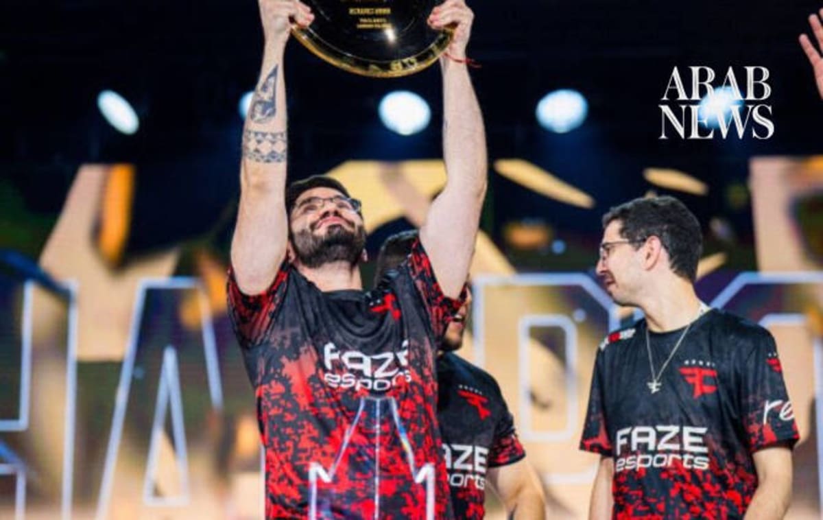 FaZe Clan esports team celebrating with trophy at Esports World Cup in Paris