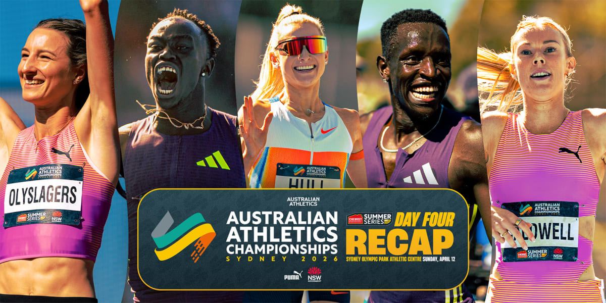 Young sprinter Gout Gout celebrating after breaking world teenage record in 200 meters