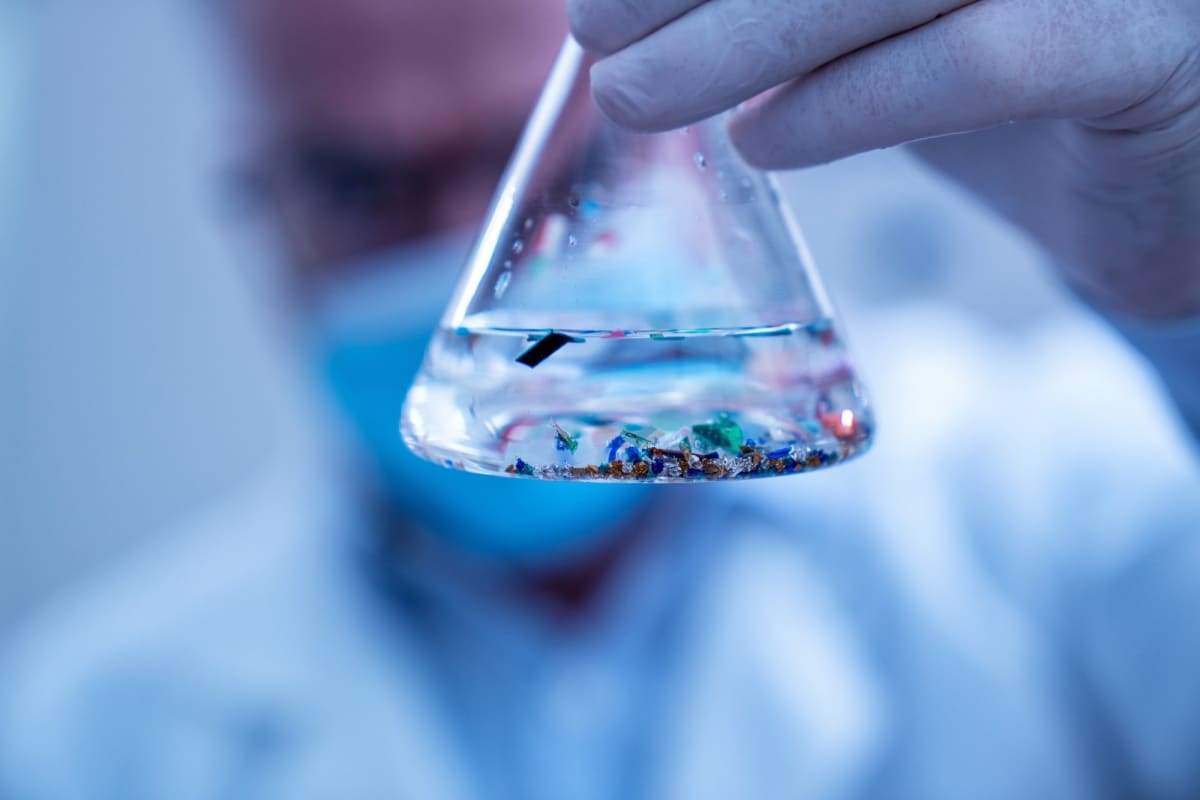 Close-up of colorful plastic bottles and containers being transformed into clean energy