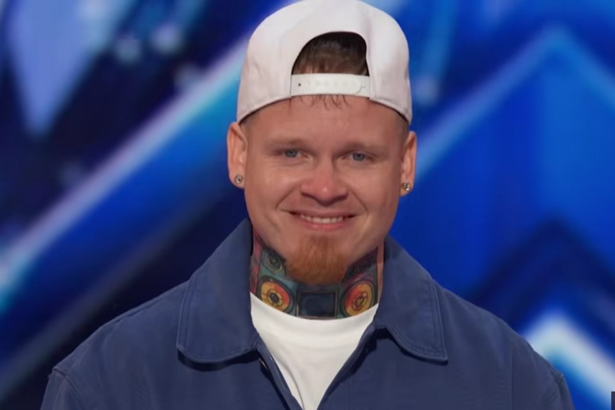 Luke Taleno performs his original rap on the America's Got Talent stage