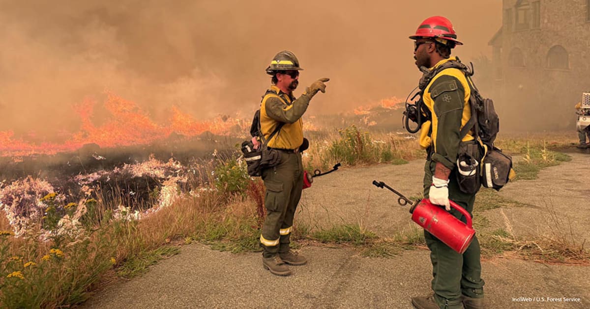 Firefighters monitoring wildfire approaching home in Okanogan County Washington State
