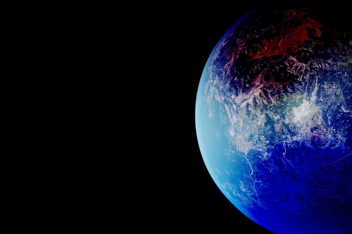 ** Wind turbines and solar panels generating clean renewable electricity under blue sky