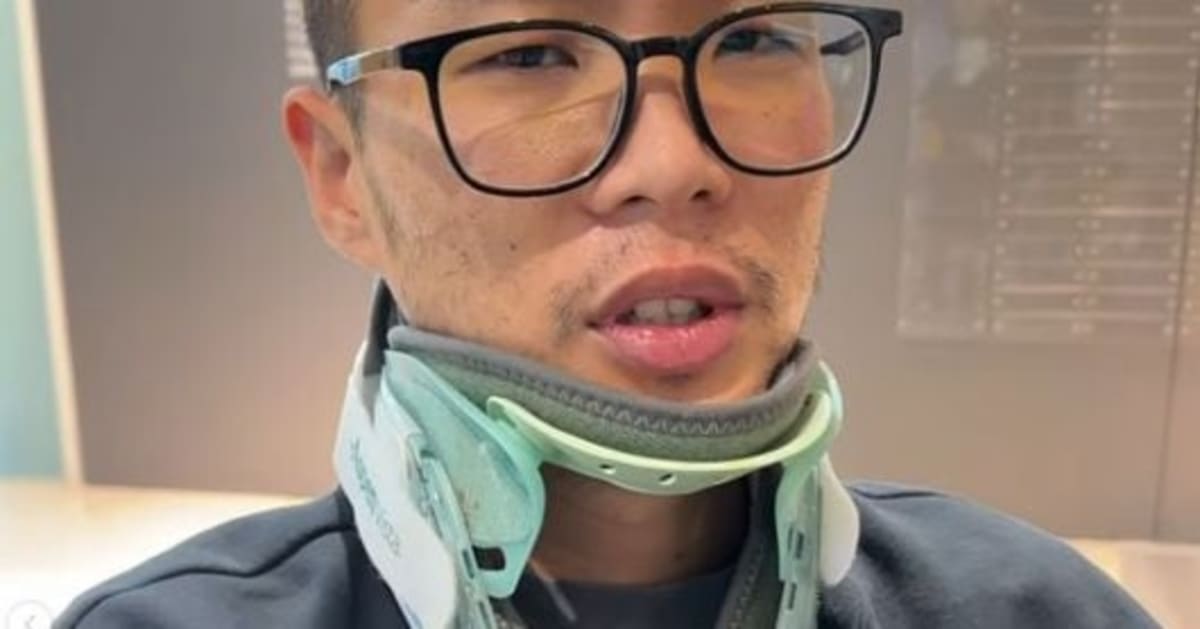 Korean rapper Woody Go Child smiling during radio appearance after recovering from building fall