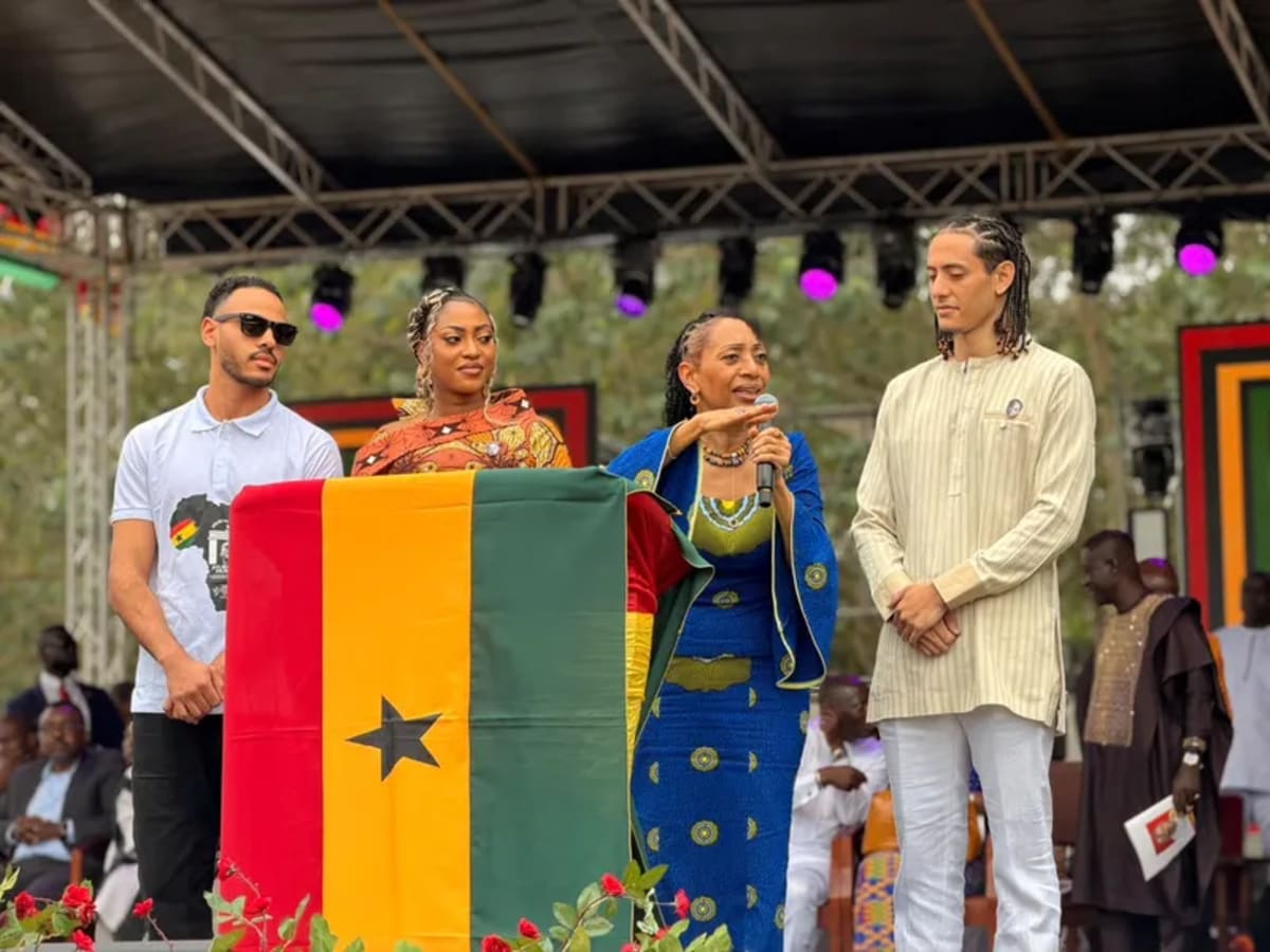 Samia Yaba Nkrumah speaking at NkrumahFest celebration in Nkroful, Western Region, Ghana