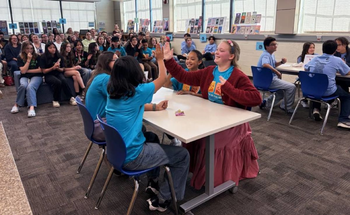 Second grade students at Washington Elementary collaborating on sustainable city design and planning project