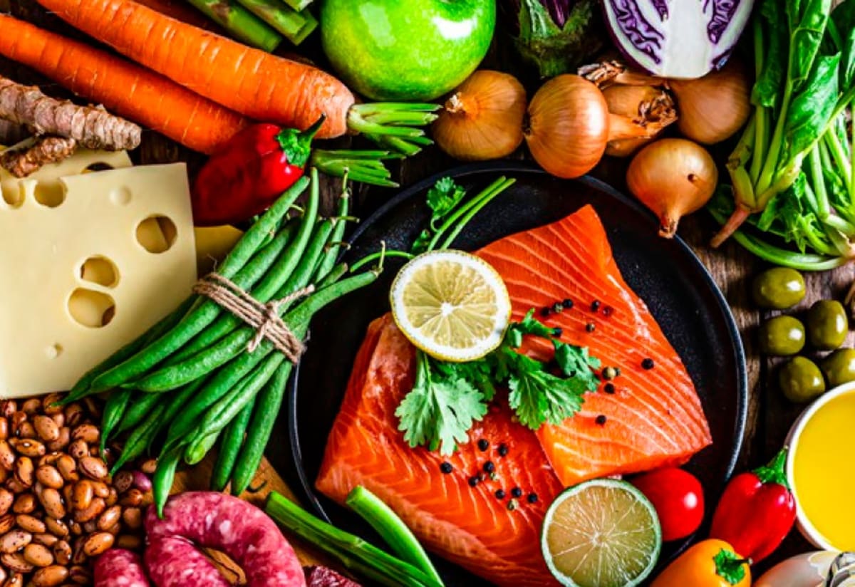 Scientists in modern laboratory examining plant-based food samples with digital technology displays