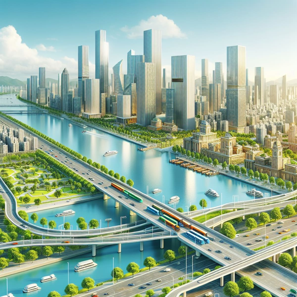 Aerial view of planned capital city Amaravati in Andhra Pradesh India showing urban development