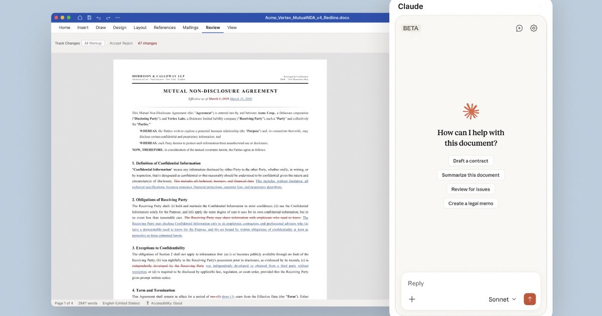 Claude AI Comes to Microsoft Word to Save You Hours