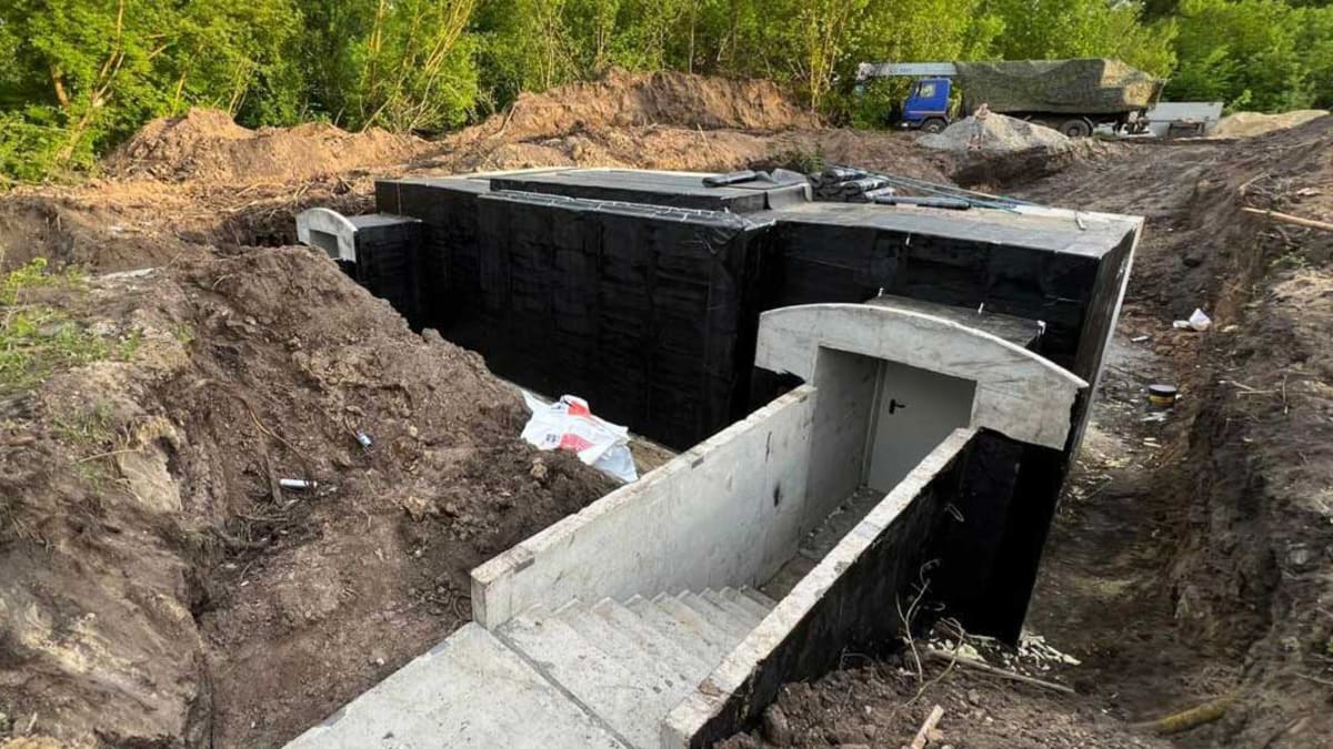 Architectural rendering of underground concrete hospital bunker in Ukraine for treating wounded soldiers