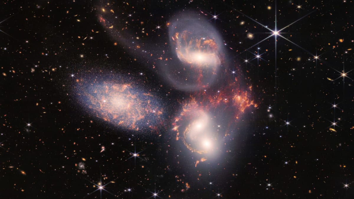 Five distant galaxies colliding in space captured by James Webb Space Telescope