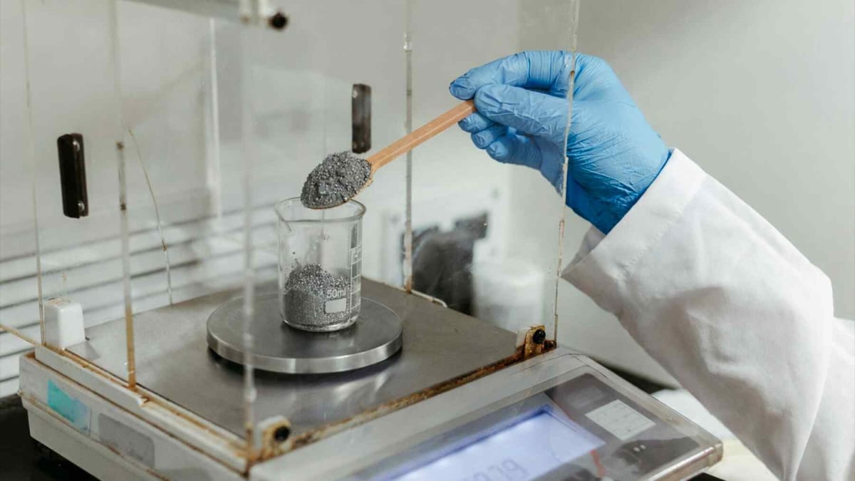 Close-up of fine metallic iron powder being used as clean burning fuel for energy generation