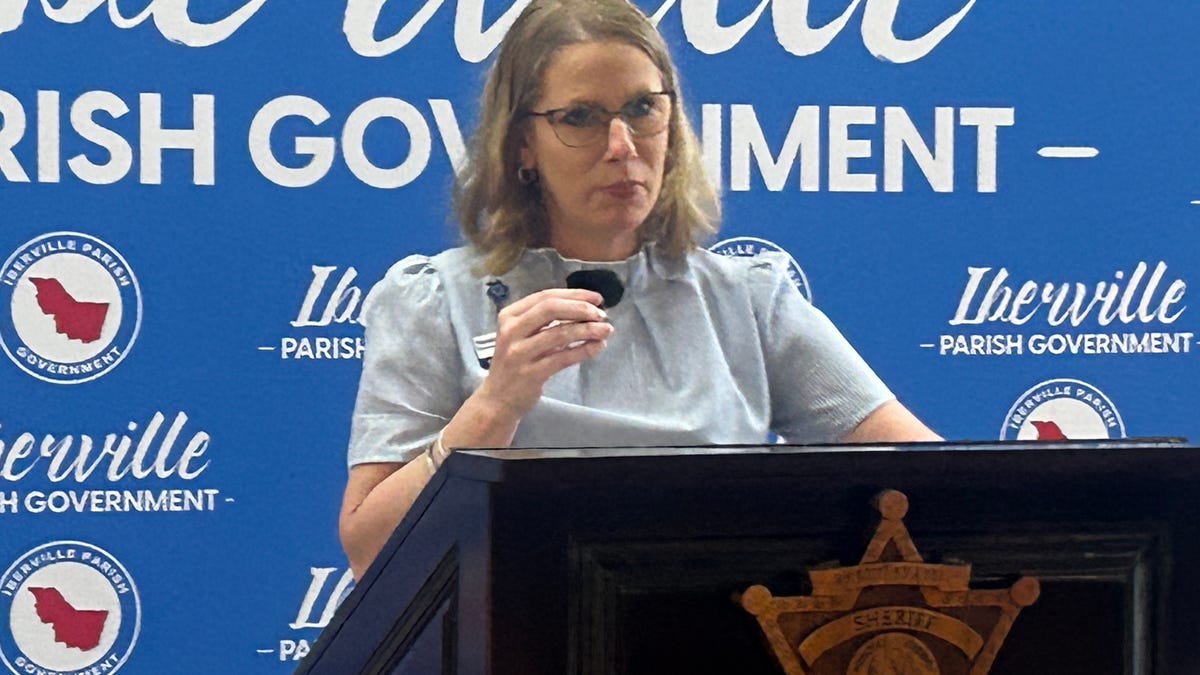 Kendall Hebert, executive director of CASA of the 18th JDC, promoting child abuse prevention awareness